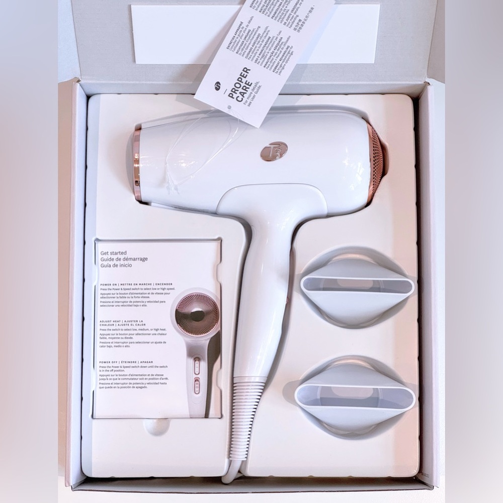 T3 Featherweight 3i Professional Ionic Hair Dryer - White and Rose Gold